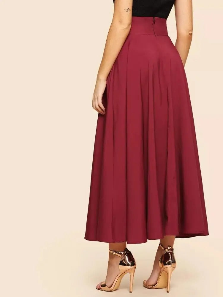 Damen-Langrock mit Taillenband und Bindedetail