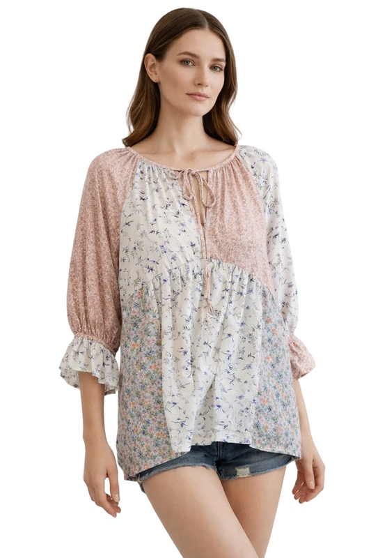 Damen-Tunika mit gemischtem Blumenprint